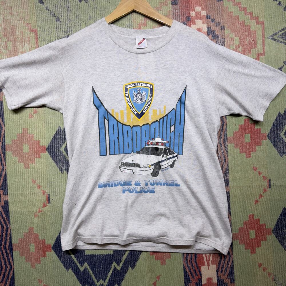 Triborough Police Vintage T Shirt Size Large 90s